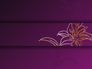 Fototapeta na wymiar Western Golden And Purple Floral Greeting Card Template 