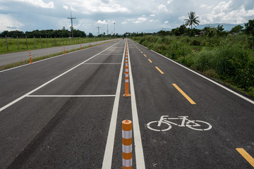 Bicycle lane and Traffic pole at sky lane bike. 