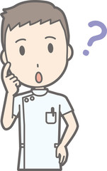 Illustration considered by a male nurse wearing a white suit