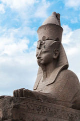 Granite sphinx. Ancient monument