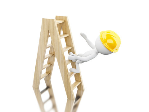 3d White people falling off a ladder