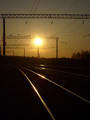 Fototapeta na wymiar railway sunrise, Russia
