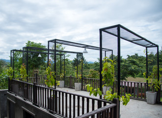 Black rail light at  outdoor place with nature background