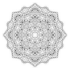 Mandala. Black and white decorative element. Picture for coloring. Decorative element in oriental style. Boho ornament.