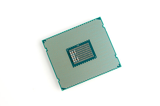 High End Computer Processor On White Background Top View