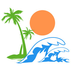 Sunny palm tree wave logo