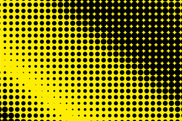 Comic pattern. Halftone background. Black, yellow color. Dotted retro backdrop, panels with dots, points, circles, rounds. 
