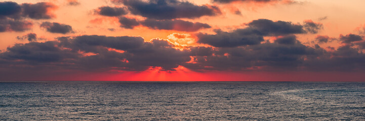 Red sunset at the Mediterranean sea