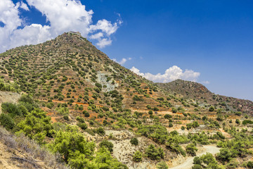 Obraz premium The Stavrovouni monastery in the mountains on the island of Cyprus
