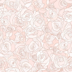 Seamless pattern roses, vector floral illustration. Nature background