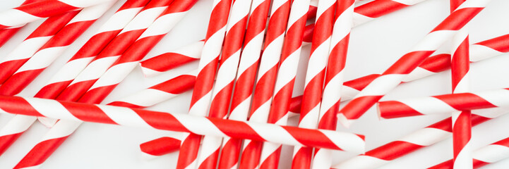 Rot weiß gestreifte Strohhalme, Banner, horizontal