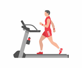 Fototapeta na wymiar Man running on treadmill 