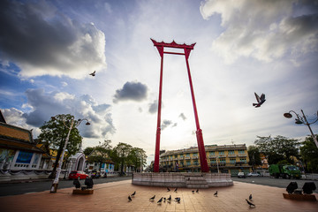 Giant Swing famous tourist spot in Bangkok, Thailand