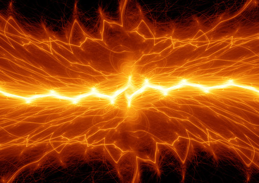 Hot fire lightning, burning plasma