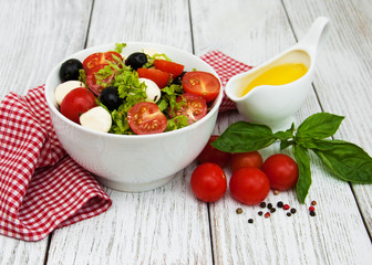 salad with mozarella cheese and vegetables