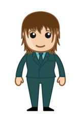 Happy Cartoon Businesswoman Character