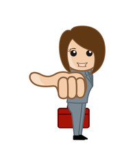 Happy Cartoon Lady Showing Thumb