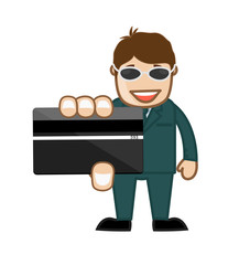 Happy Businessman Showing Credit Card