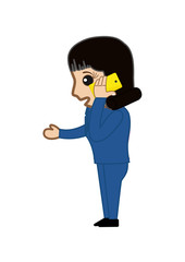 Cartoon Businesswoman Talking on Phone