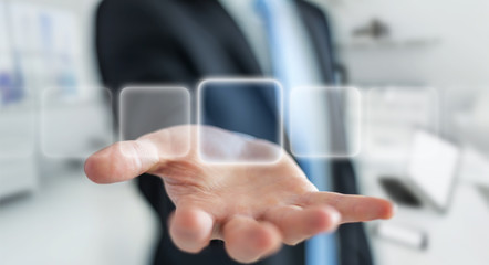 Businessman surfing on internet with digital tactile interface 3D rendering