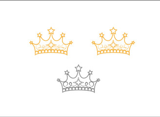 Golden Crowns Vector Set in clip-art style