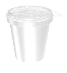 Sour Cream  Cup Tub Container with Transparent Cover Mockup for Design Project - Mock Up 3D illustration Isolate on White Background
