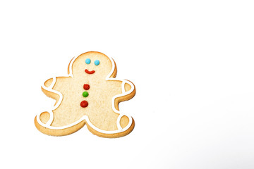 Christmas cookies on wooden table. Isolated