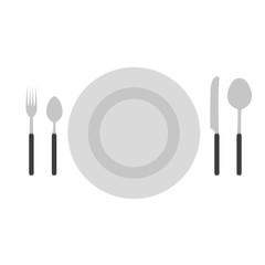 Cutlery set fork vector spoon knife icon isolated kitchen restaurant meal food lunch dishware