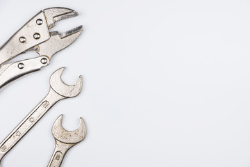 Car repair tools on the white background.selective focus.
