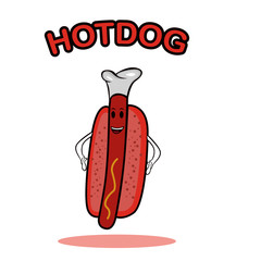 Hotdog mascot logo. Hotdog vector illustration.