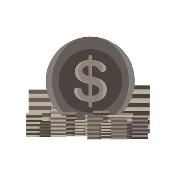 Icon coin stack vector money gold bank sign finance currency business illustration