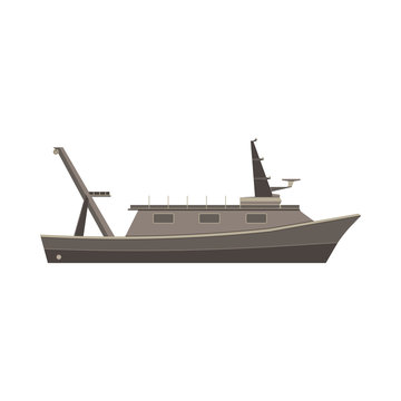 Ship boat vector flat design vessel illustration sea yacht isolated cruise icon large marine side