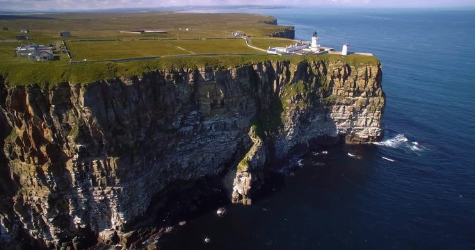 Aerial, Dunnet Head Coastline, Scotland - Graded Version