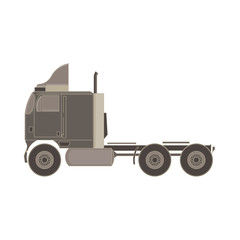 Vector of trailer truck and cargo container for shipping and transportation flat icon isolated on white background illustration side view.