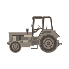 Tractor flat icon. Vector illustration of a farmer vehicle in design style isolated on white background. Heavy agricultural machinery for field work