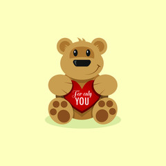 colored cartoon illustration of a bear with a heart