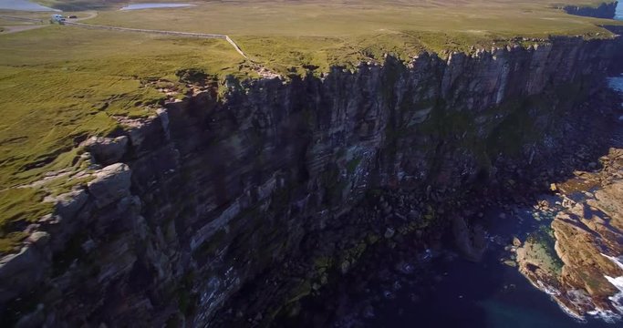 Aerial, Dunnet Head Coastline, Scotland - Graded Version