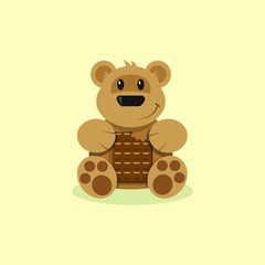 colored cartoon illustration of a bear with a chocolate bar