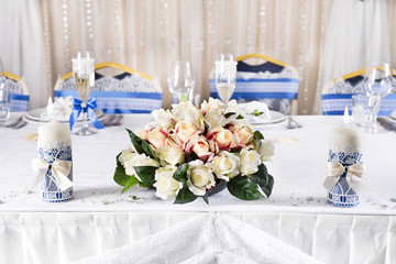 Wedding table decorated