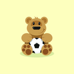 color illustration of a cartoon bear with a soccer ball