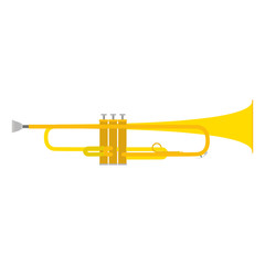 Trumpet vector icon illustration brass horn music musical instrument isolated white bugle sound