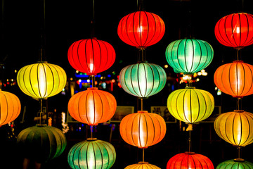 Obraz premium Colorful lanterns at the market street of Hoi An Ancient Town