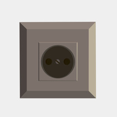 Vector power socket flat icon isolated front view illustration
