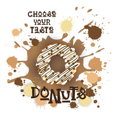 Donut Colorful Dessert Icon Choose Your Taste Cafe Poster Vector Illustration