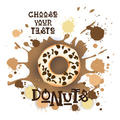 Donut Colorful Dessert Icon Choose Your Taste Cafe Poster Vector Illustration