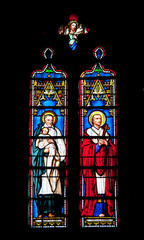 Obraz premium Martel. Vitrail de l'église st Maur. Lot. Occitanie