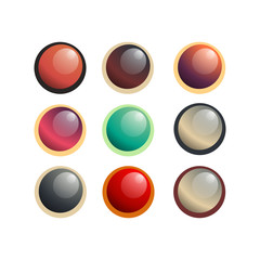 Button round circle icon vector label set, web symbol design illustration isolated