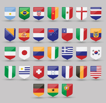 Flags world vector set national illustration symbol international america collection all south country Europe sign