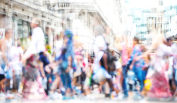 Walking people in the City of London. Multiple exposure image, modern life concept.