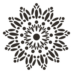 Wonderful Mandala Decoration Ornament. Black on White Background. 